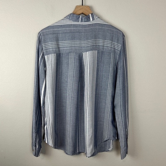 Anthropologie Maeve Blue Striped Button From Shirt - Picture 3 of 6